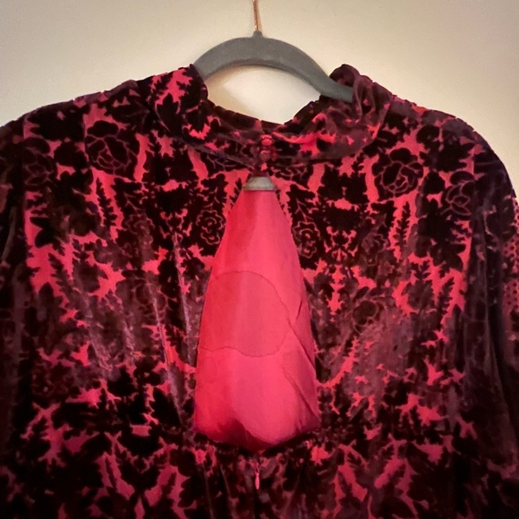 Anthropologie Elegant Velvet Patterned Mock Neck Mini Dress - Picture 7 of 12
